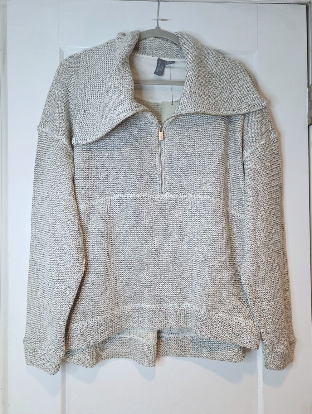 Sweaty Betty NWT Restful Bouclé Half Zip Lily White Pullover Sweatshirt US 8